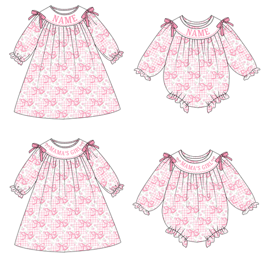 2026 Valentine's Day Custom Name "MAMA'S GIRL" Smocked Embroidered Collection