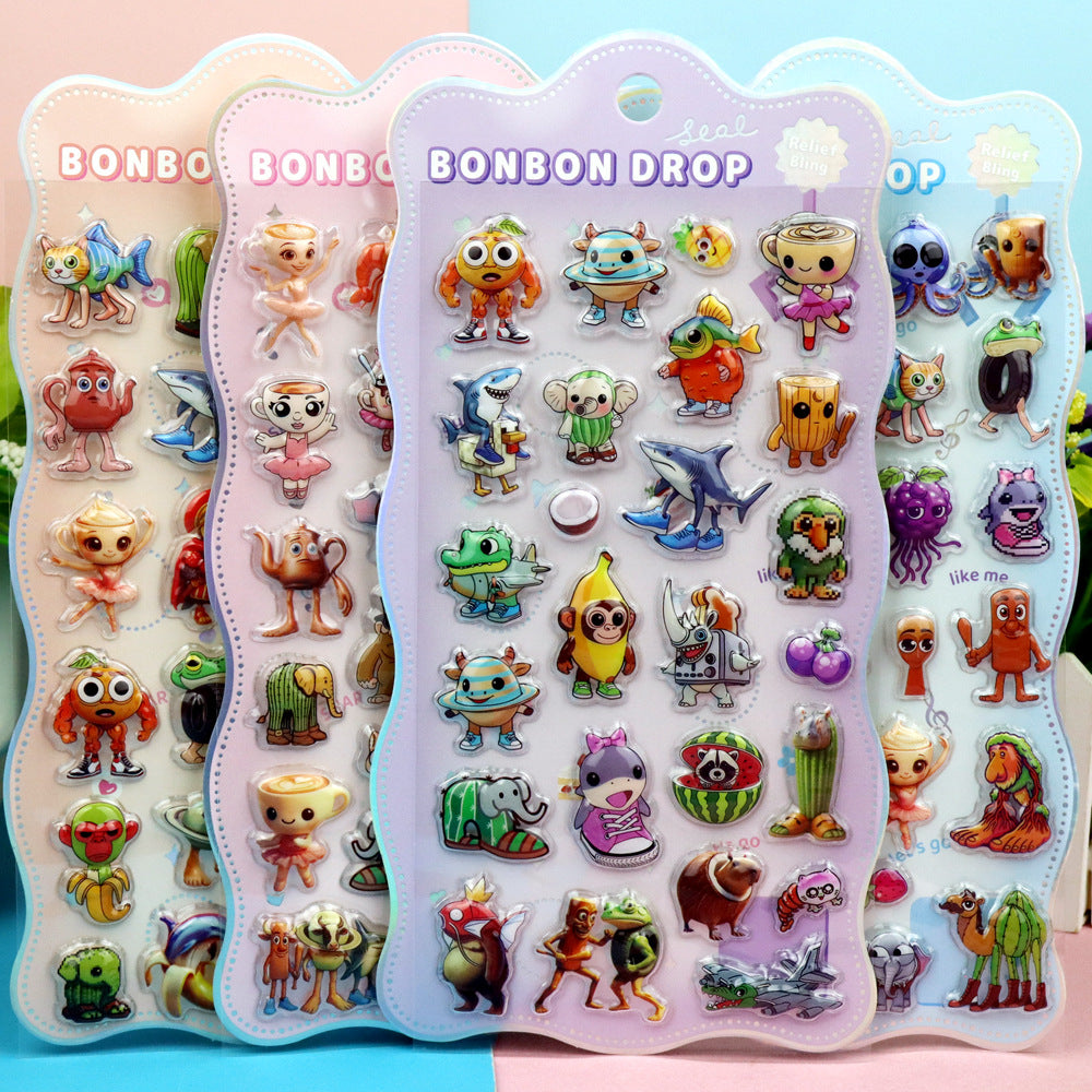 K-Pop Demon Hunters 3D Puffy Kids Cartoon Panda Layered DIY Anime Movie Merchandise Stickers