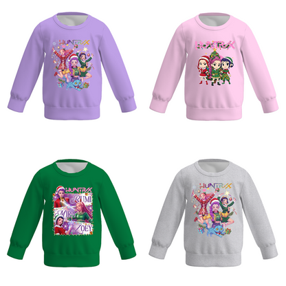 Girls Fall Kpop Demon Hunter Print Long Sleeves Sweatshirts