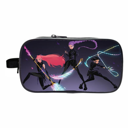 K-Pop Demon Hunters Pencil Case Large Capacity Double-Layer Student Pen Bag Trendy Stationery Organizer