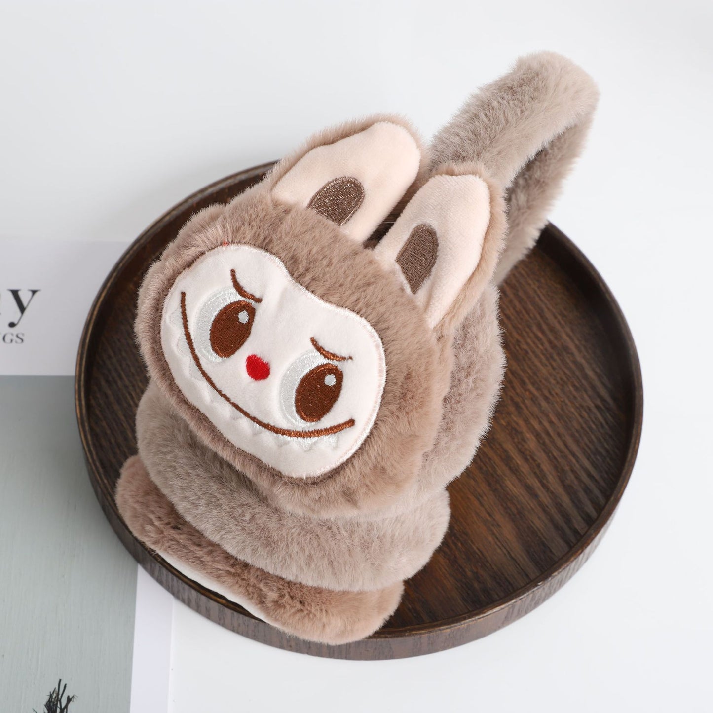 Winter Labubu Tie Dyed Fuzzy Ear Muffs Warm Plush Earmuffs  Cozy Frost-Proof Ear Warmers