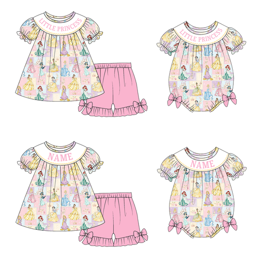 Girls Summer LITTLE PRINCESS Custom Name Smock Embroidery Collection