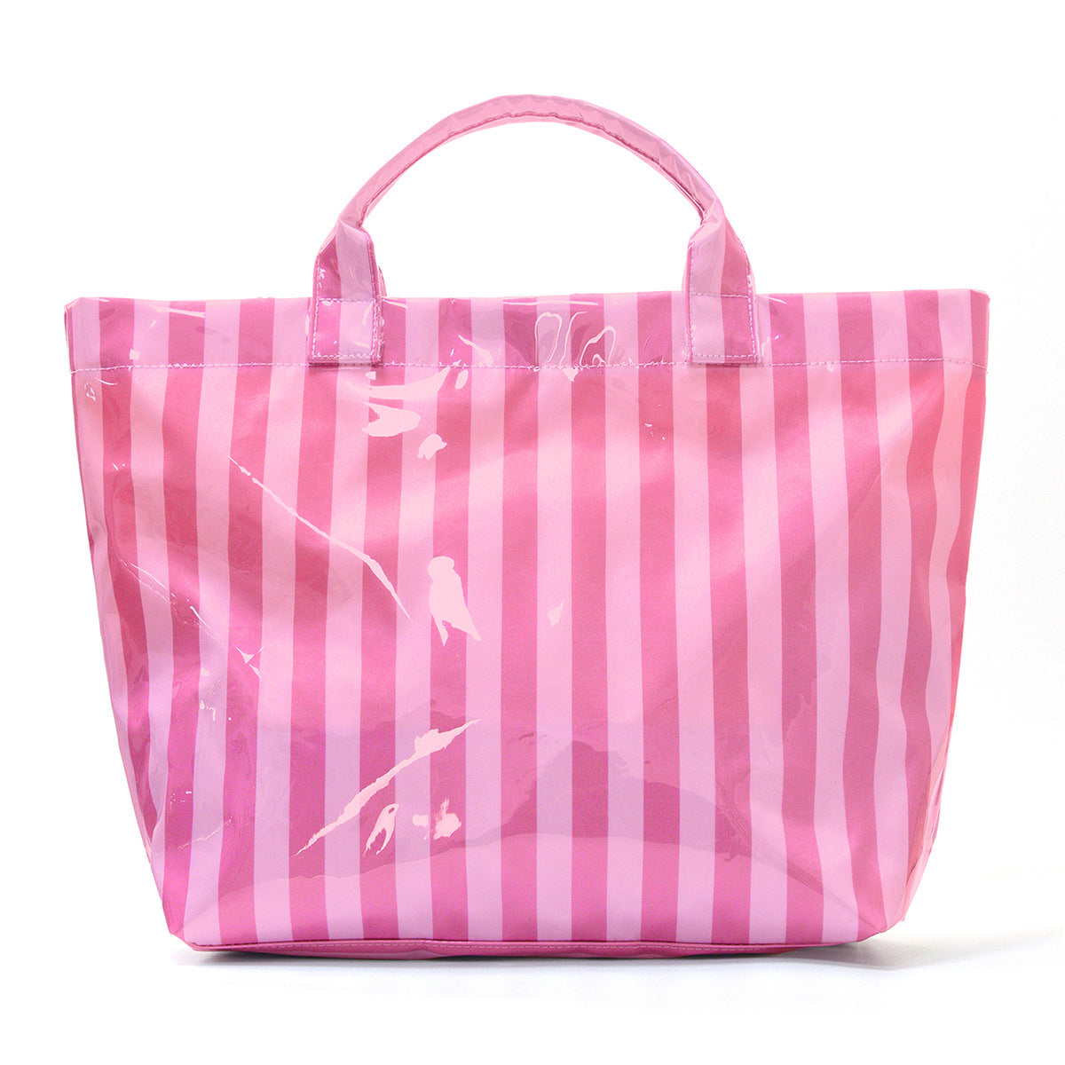 Large Striped Tote Bag – Lightweight PVC Shoulder Bag for Travel, Work & Daily Use