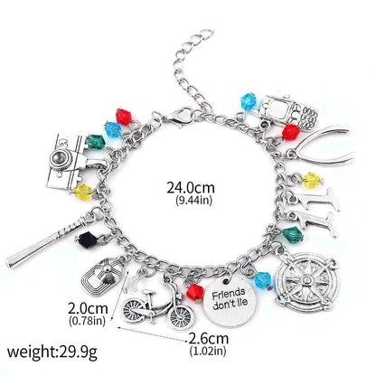 Stranger Things Inspired Jewelry Set Letter Alloy Pendant Necklace & Bracelet Trendy Collectible Accessories