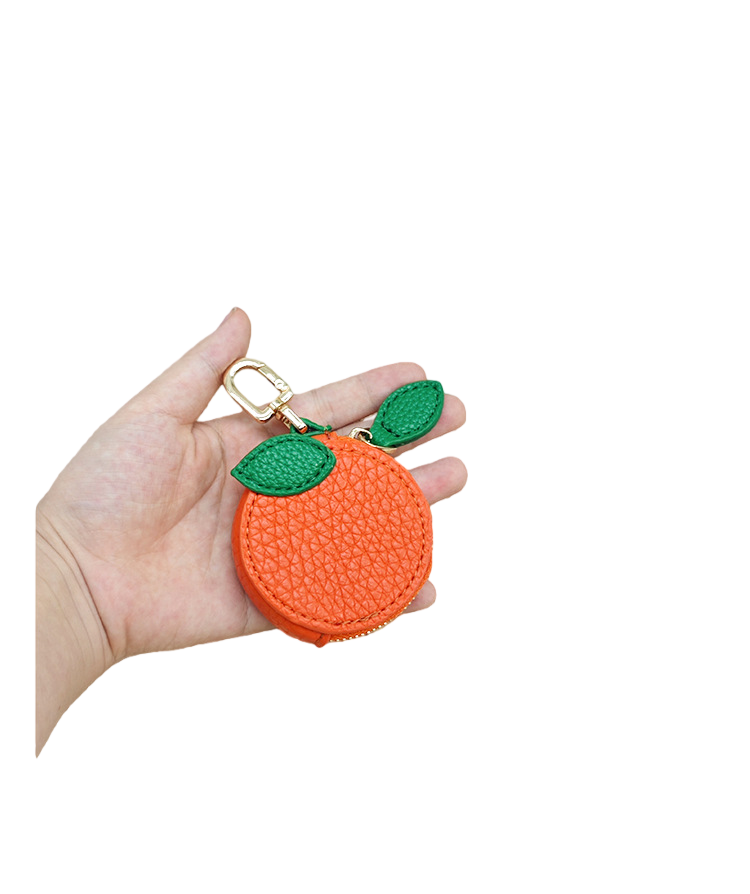 PU Leather Fruit-Shaped Mini Coin Pouch – Zipper Wallet Bag Charm