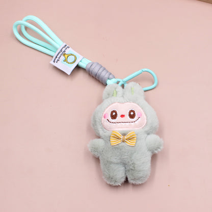 LABUBU Plush Keychain – Cute Cartoon Doll with Lanyard, Bag Charm & Key Holder