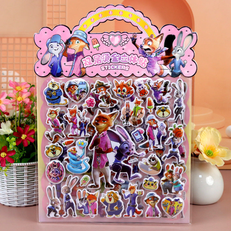 Cartoon Character 3D Puffy Stickers Kids Cartoon Layered DIY Anime Movie Merchandise Stickers