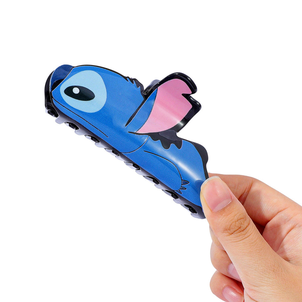 Cartoon Blue Alien Character Stitch Acrylic Hair Claw Clip for Girls Trendy Fan Merch Accessory