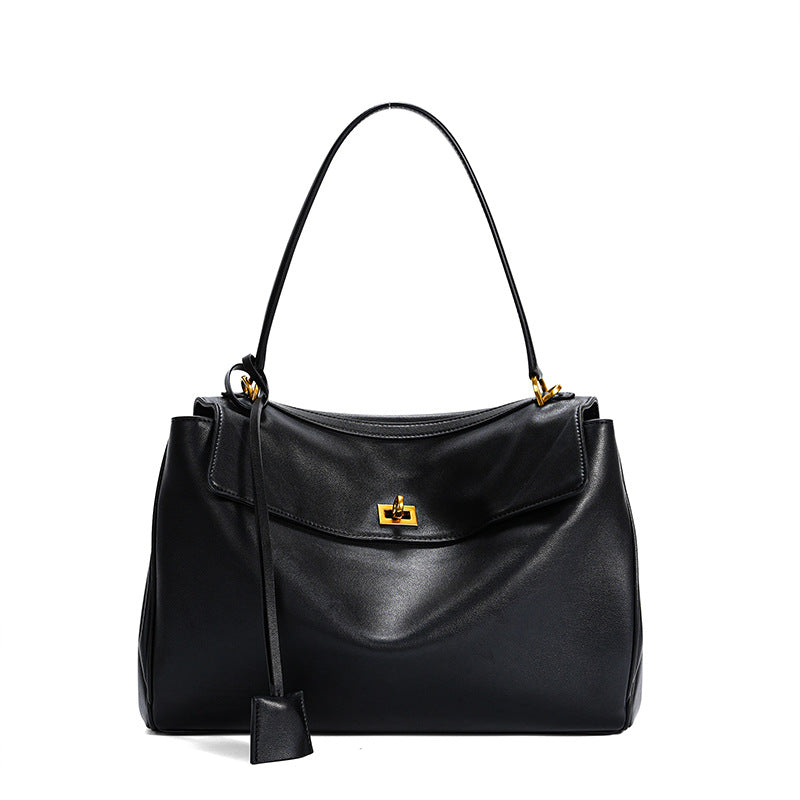 Slouchy Turn-Lock Shoulder Bag in Leather or Suede
