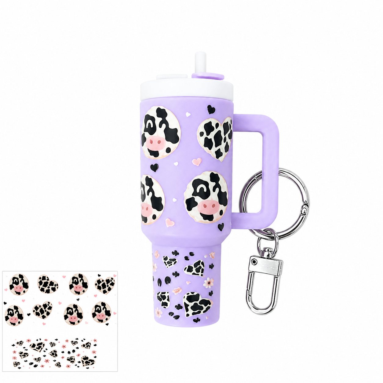 Cow Print Tumbler Fidget Keychain – Pressable Bag Charm