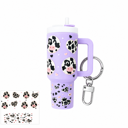 Cow Print Tumbler Fidget Keychain – Pressable Bag Charm