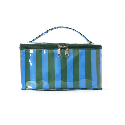 PVC Striped Waterproof Clear Cosmetic Bag Makeup Travel Toiletry Organizer Carry Pouch