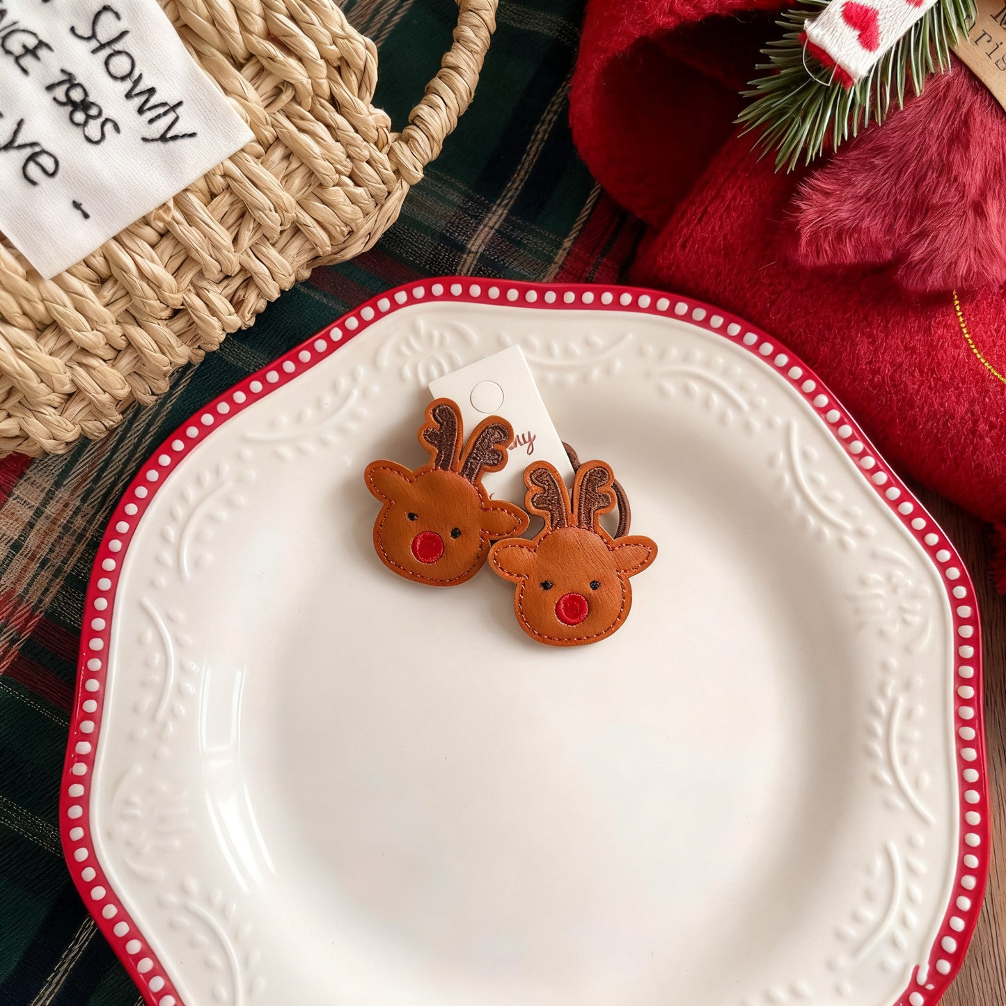 Christmas Leather Hair Clips and Hair Ties for Girls, Gingerbread Man & Snowman Baby Hair Accessories