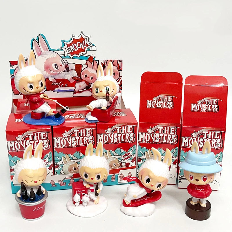 Labubu Yoga Flocked Vinyl Figure Collectible Toy Blind Box Surprise Trendy Desk Decor 6Pcs
