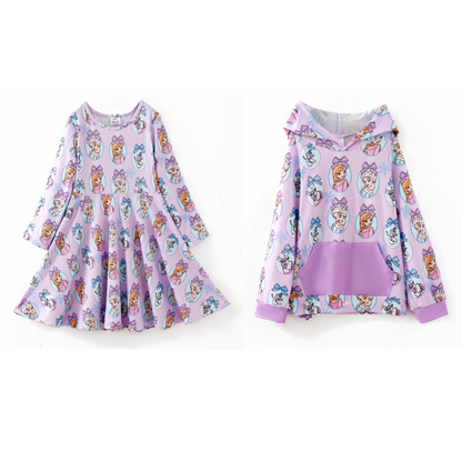 Girls 2025 Fall Kpop Demon Hunter Purple Dress & Hoodies