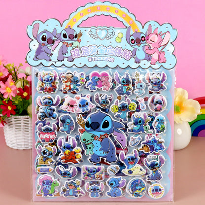 Children’s Cute Cartoon Puffy Stickers Pony & Capybara Double-Layer Bubble Stickers