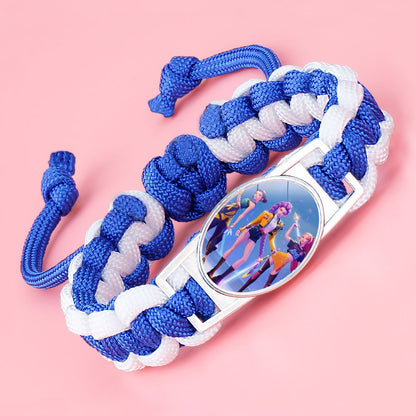 K-pop Demon Hunter Bracelet Woven Adjustable Handwoven Dopamine Style Kids Jewelry