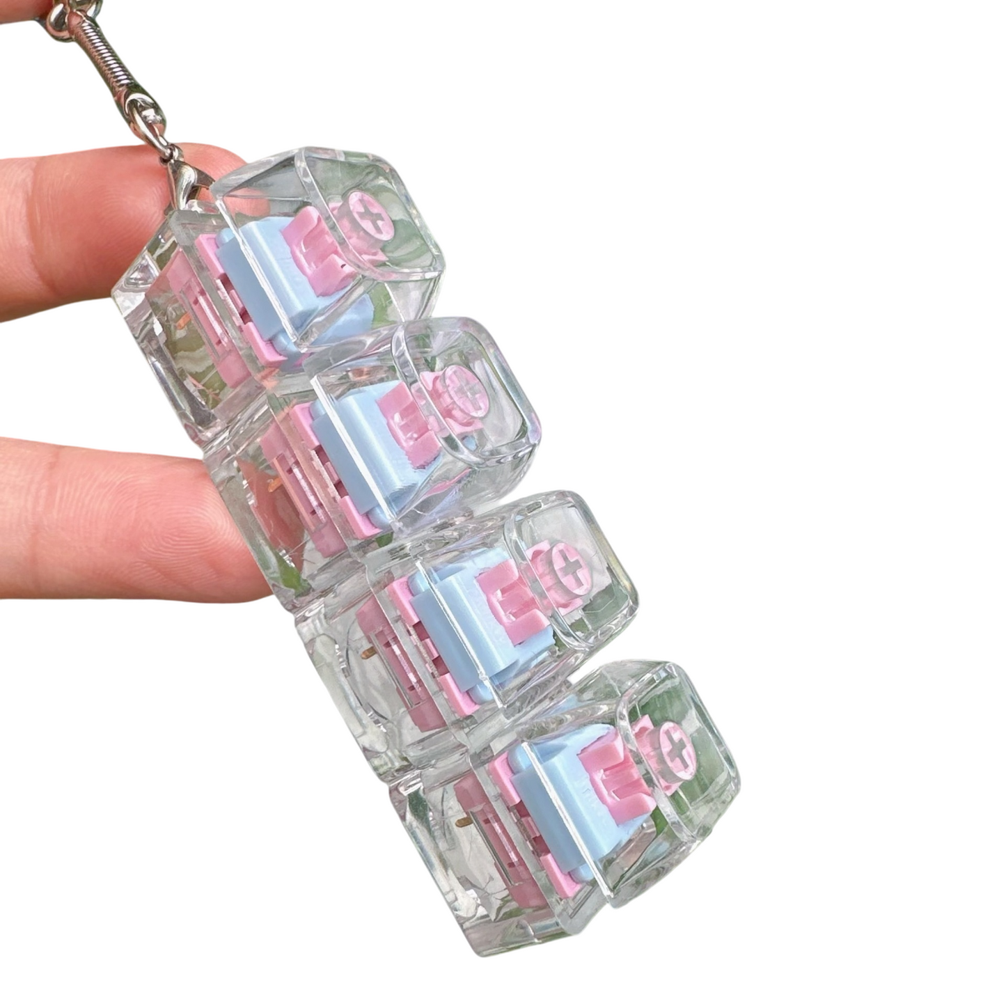 Transparent Click Button Fidget Keychain Stress Relief Multiple Colors