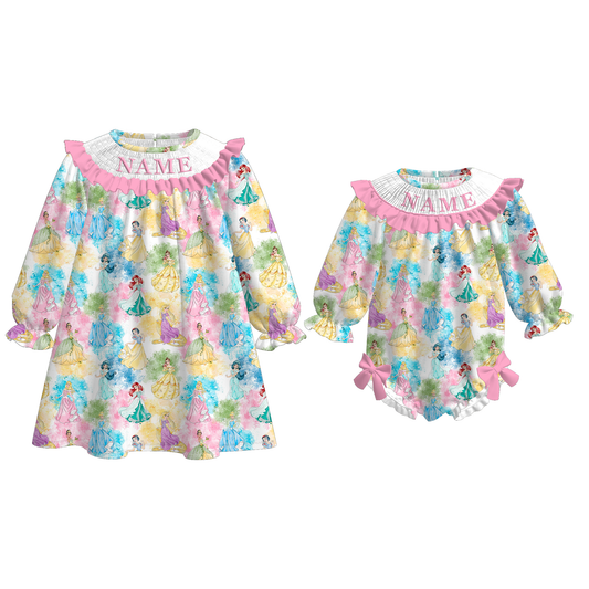 2026 Summer Princess Custom Name Embroidery Smock Outfits