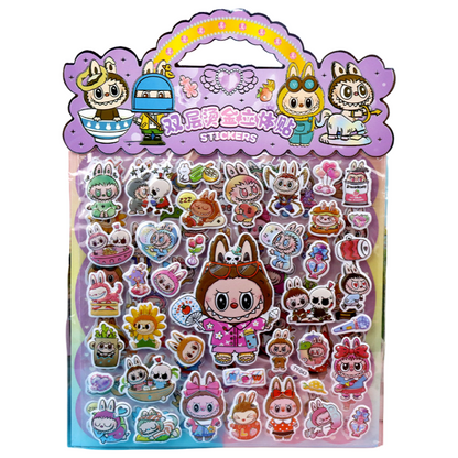 LABUBU Puffy Stickers 3D Double-Layer Cartoon Foil Decorative Stickers