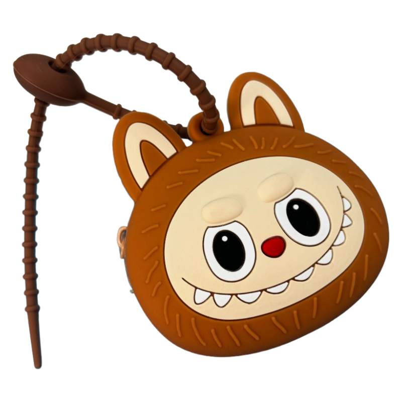 Cartoon Labubu Silicone Zipper Coin Purse with Keychain – Cute Wallet, Earphone Case, Car Key Holder
