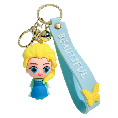 Cute Cartoon Princess Backpack Charm – Soft Silicone Keychain for Bags & Car Keys