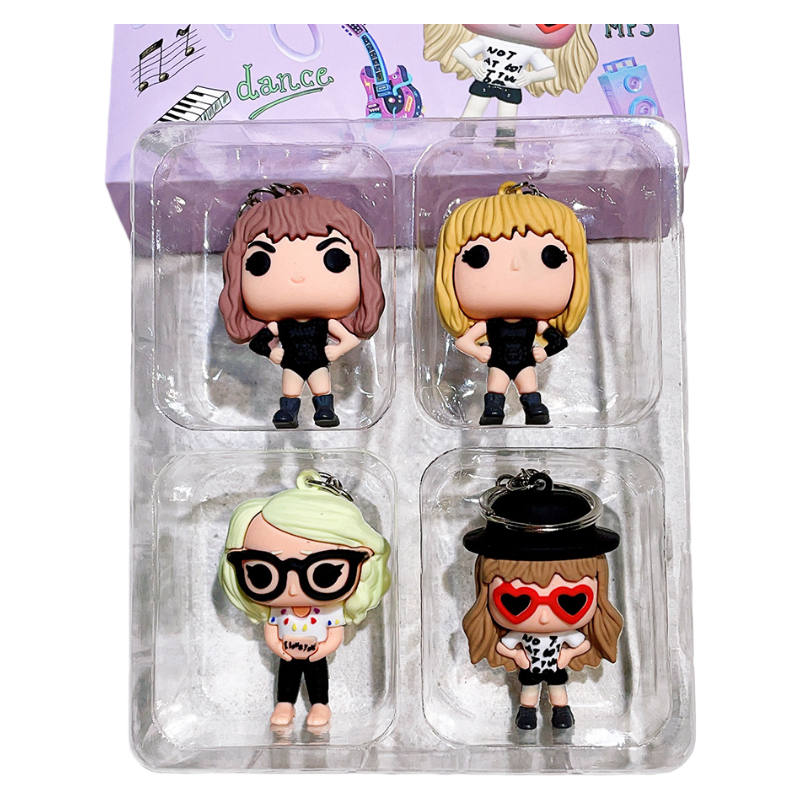 Taylor Swift Pop Singer-Inspired Cute Mini Doll Keychain Q-Style Figure Bag Charm & Desk Ornament
