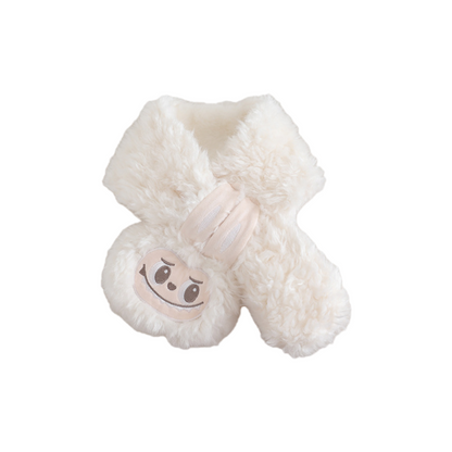 Labubu Kids Scarf Warm Plush Winter Neck Warmer, Soft Faux Rabbit Fur Scarf for Boys and Girls