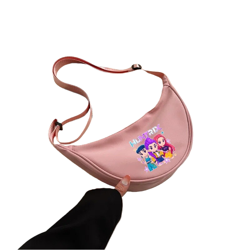 K-Pop Demon Hunters Saja Boys Print Shoulder Bag Crossbody Messenger Half-Moon Bag