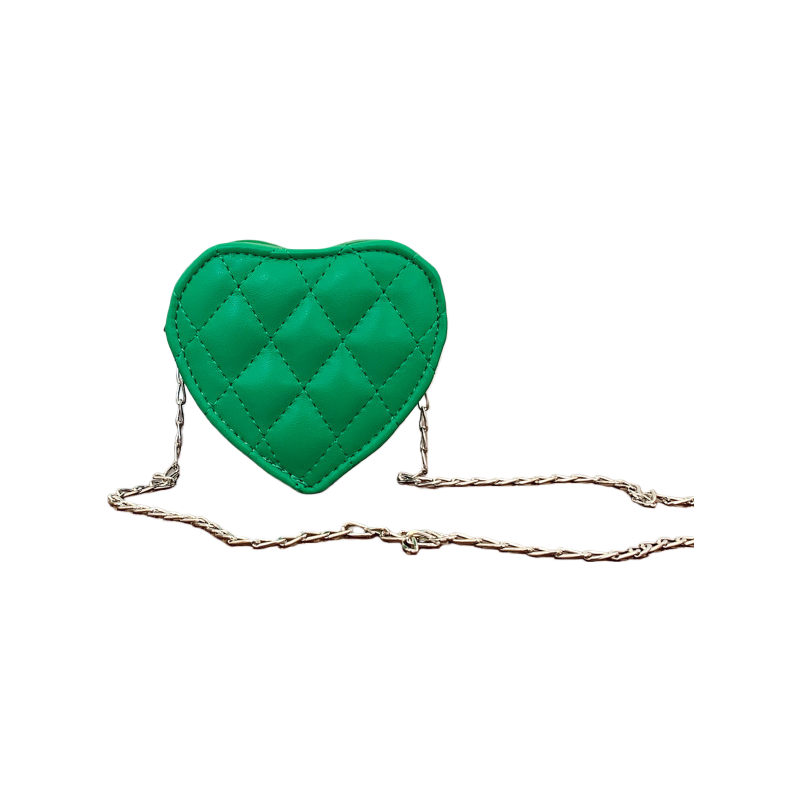 Kids Valentine’s Day Heart-Shaped Crossbody Bag – Quilted Mini Purse with Chain Strap