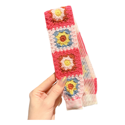 Knit Floral Cottagecore Headband for Girls Strawberry Sunflower Pattern Hair Accessory
