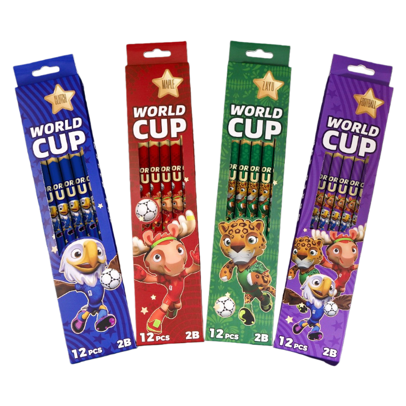 World Cup Cartoon Character 2B Pencil Set Boxed 12-Pack Creative Merch Stationery