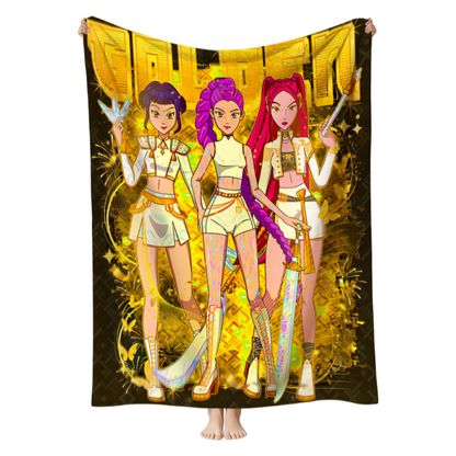 New K-pop Demon Hunters Plush Throw Blanket Flannel Nap Blanket for Sofa or Bed