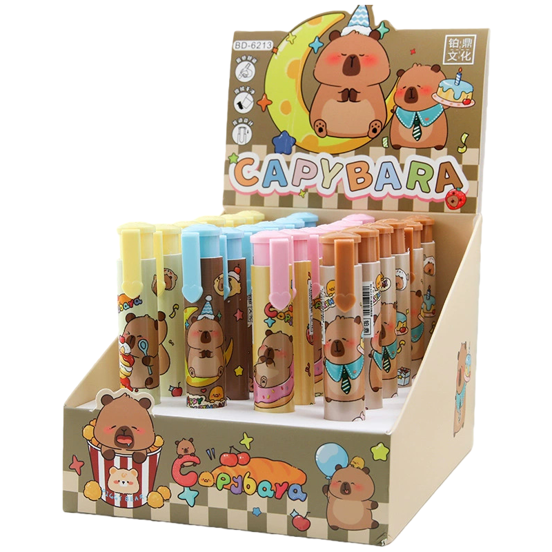 Press-to-Advance Mechanical Eraser Set Character Themed Pencil Erasers in Storage Case
