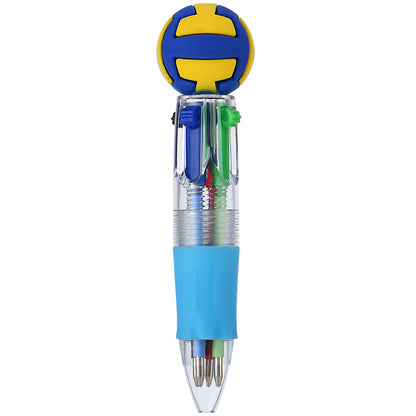 Mini 4-Color Ballpoint Pen with Sports Ball Top (Soccer, Basketball, Football)Click Retractable Planner Pen