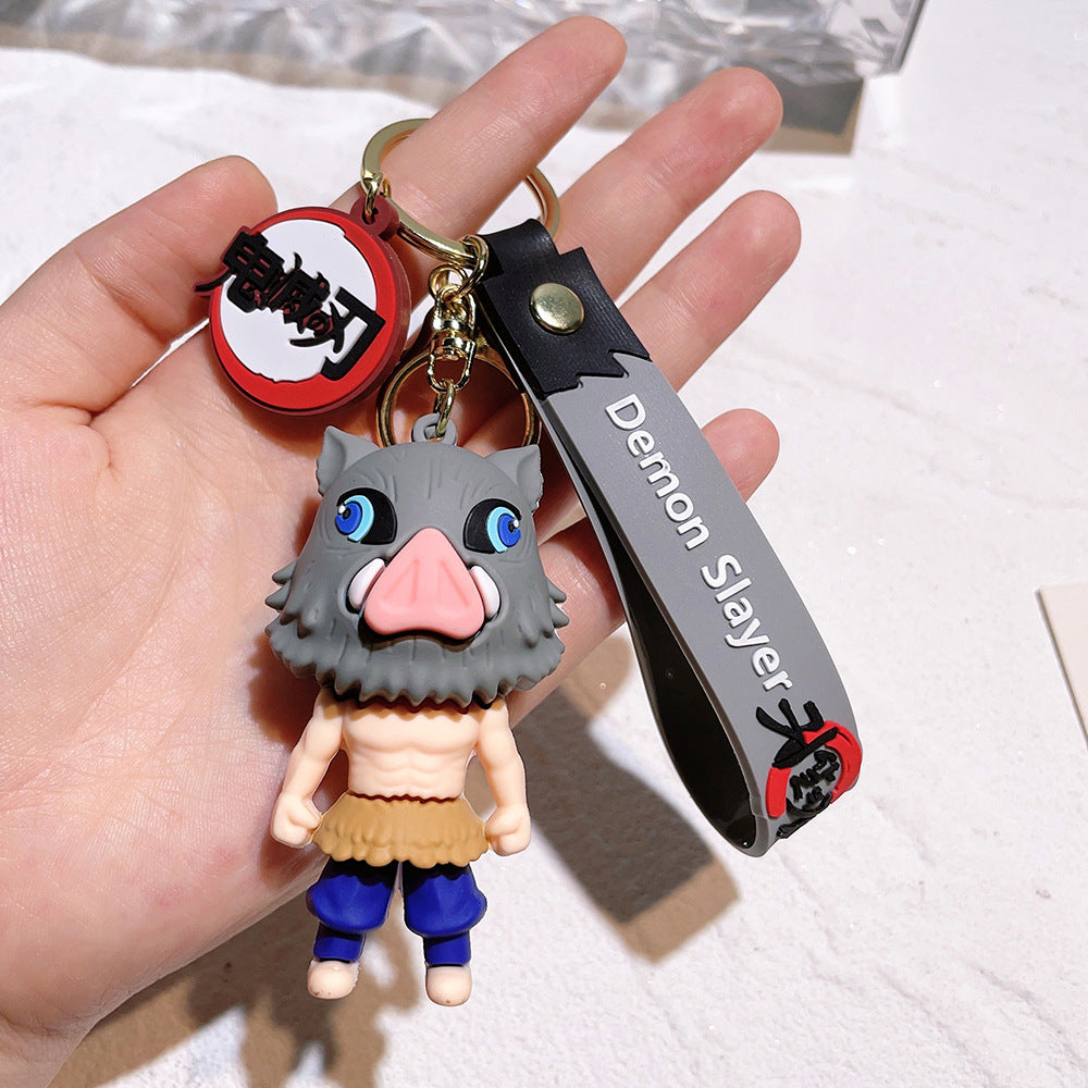 Cartoon Demon Slayer Silicone Keychain Pokémon Mini Figure Bag Charm Pendant