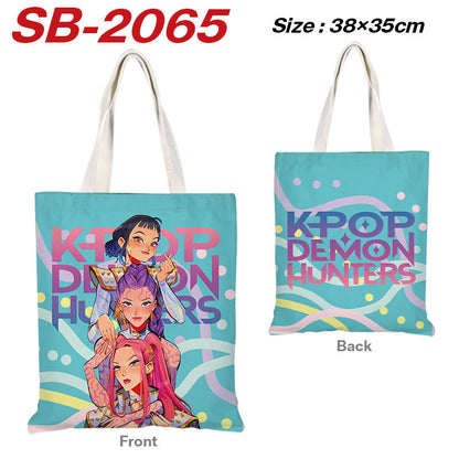 K-Pop Demon Hunters Full-Color Printed Canvas Tote Bag – Shoulder Carry Shopping Bag