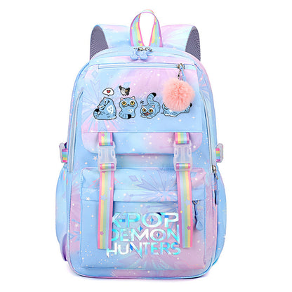 Kpop Demon Hunters Tiger Cartoon Backpack Rainbow Print Student School Bag