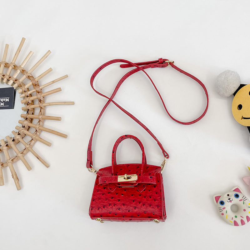 Mini Textured Crossbody Handbag for Girls – Adjustable Strap & Gold-Tone Hardware