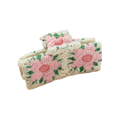 Crochet Flower Hair Claw Clip Strawberry Daisy Cottagecore Style Hair Accessory