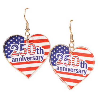 4th of July 250th Anniversary Patriotic USA Flag Acrylic Drop Earrings Holiday Jewelry