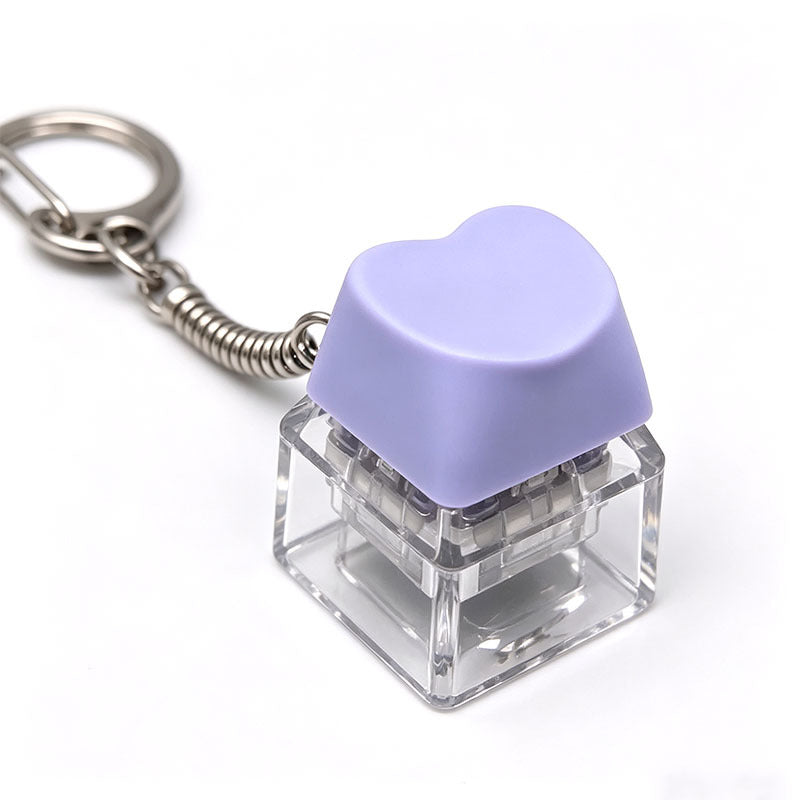 Heart Keycap Fidget Keychain Single & Double Key Clicker Keyboard Stress Relief Bag Charm