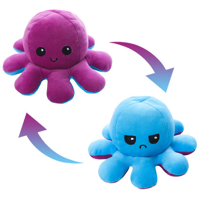 Reversible Octopus Plush Toy – Double-Sided Mood & Emotion Stuffed Animal