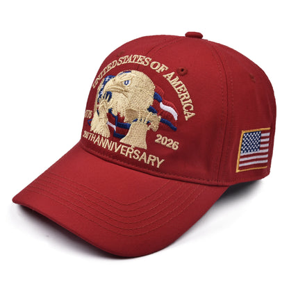 USA 250th Anniversary Embroidered Washed Baseball Cap Vintage Distressed Sun Hat