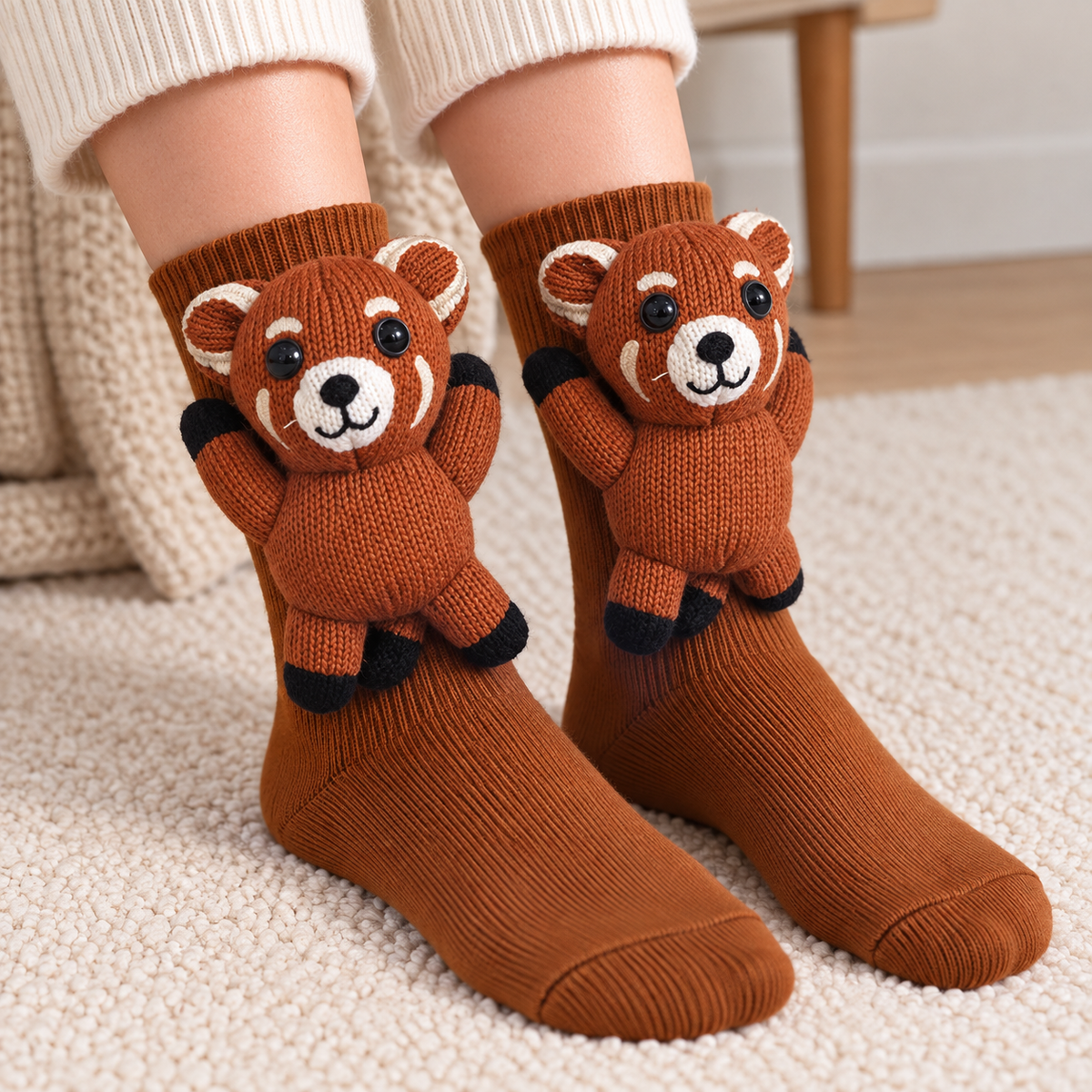 3D Animal Character Knit Crew Socks – Funny Cozy Socks for Everyday Lounging & Gifts