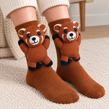 3D Animal Character Knit Crew Socks – Funny Cozy Socks for Everyday Lounging & Gifts