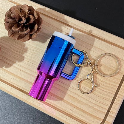 Mini Tumbler Bag Charm Keychain Holographic Rainbow Plastic Cup Charm Accessory
