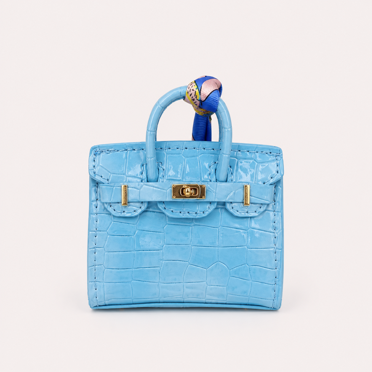 Mini Crocodile Embossed Bag Charm Faux Leather Purse Keychain Pendant for Handbags & Backpacks