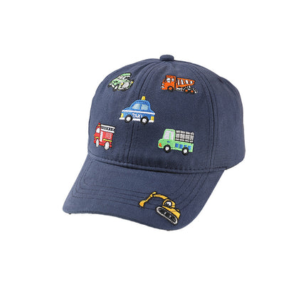 Kids Embroidered Baseball Cap with Cars Fire Truck Taxi Digger Truck Designs