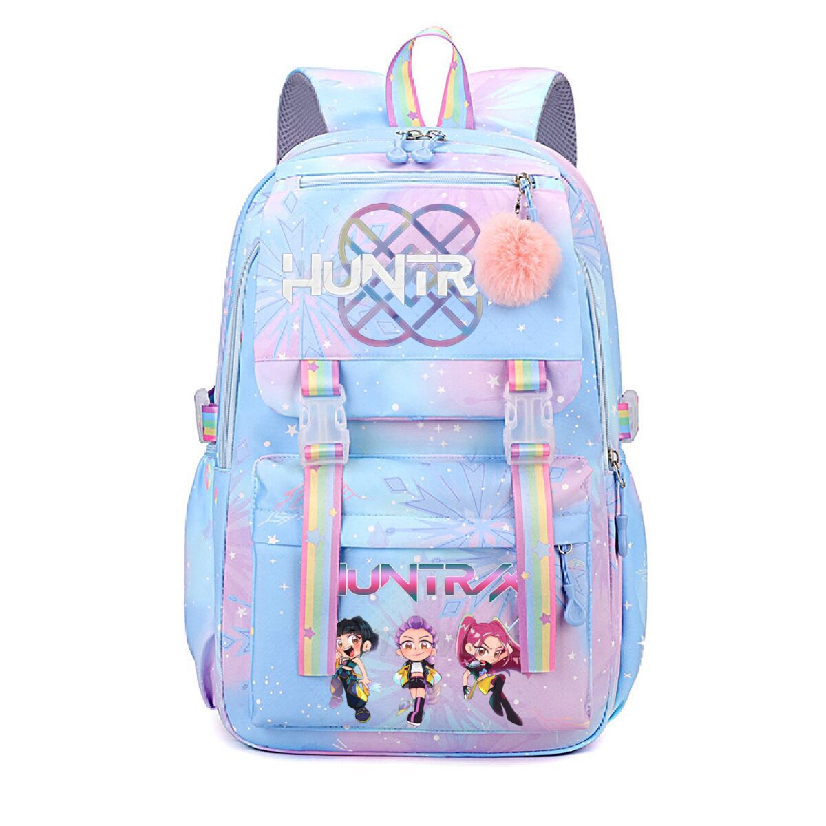 Kpop Demon Hunters Rainbow Print Backpack, Lightweight Student School Bag
